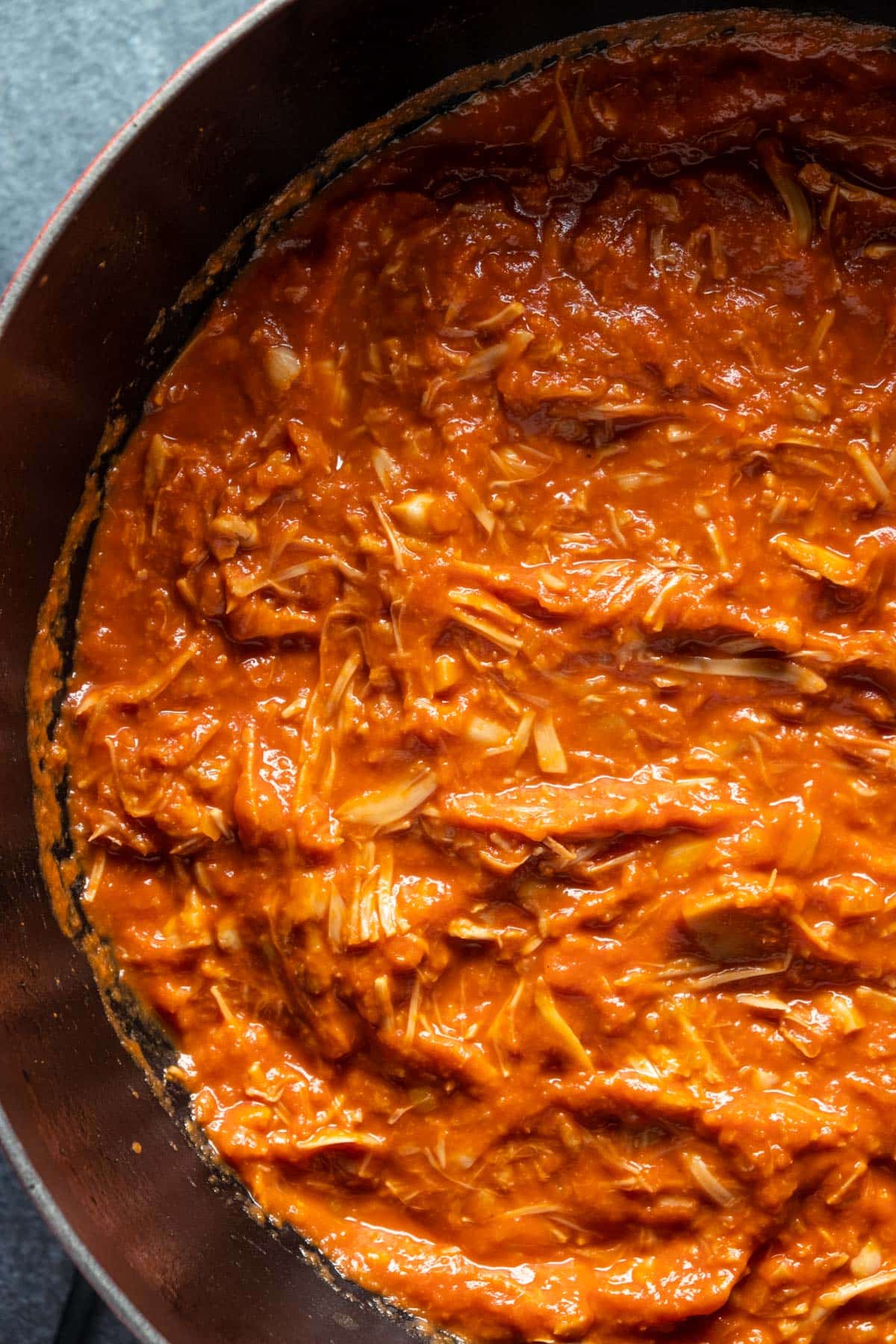 Jackfruit curry in a pot.