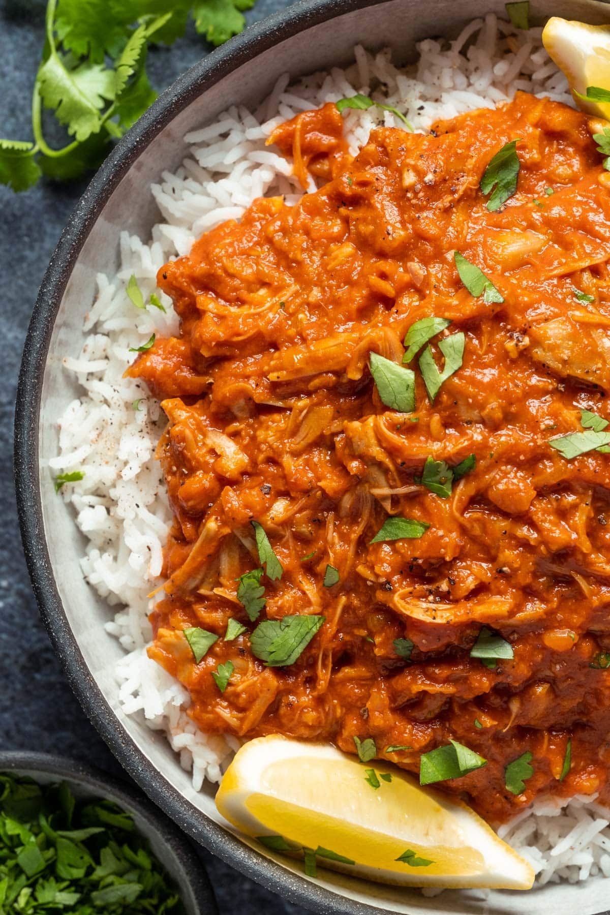 Bowl of jackfruit curry with rice.