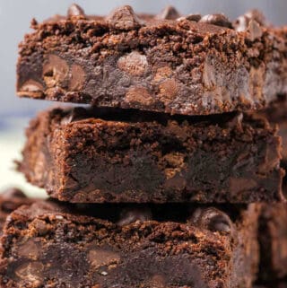 Stack of brownies.