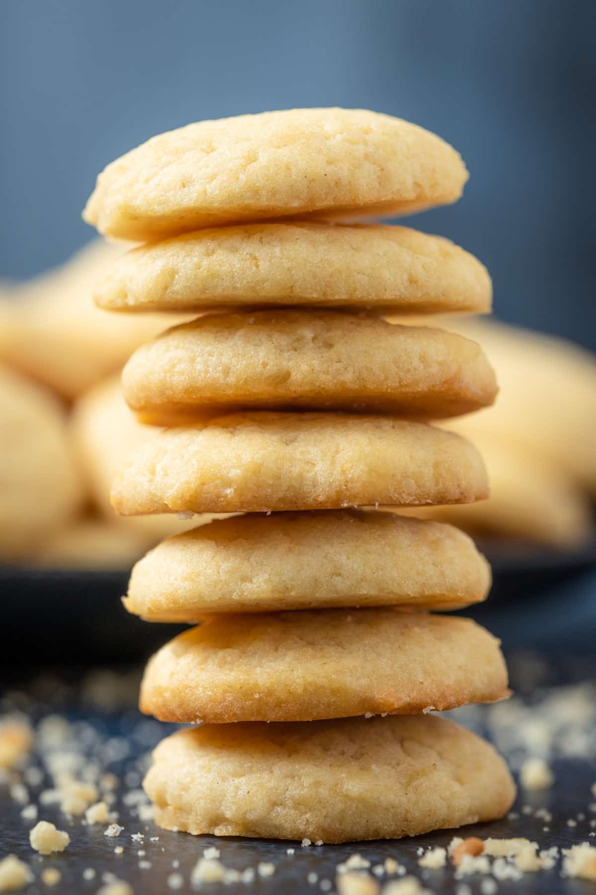 Tall stack of vegan vanilla wafers.